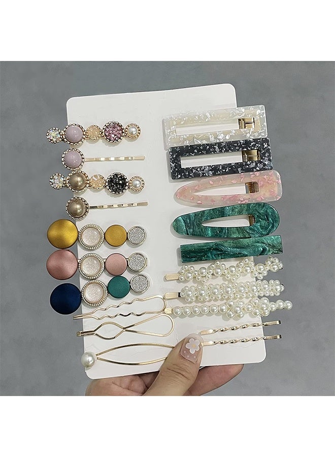 20 Pcs Macaron Pearl Acrylic Resin Hair Clips Set, Boho Fancy Hairpin Cute Hair Barrettes Bobby Pins Accessories Headwear Styling Tools for Women Girls Decorative Wedding - Image 3